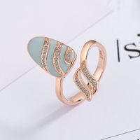 Lady Geometric Copper Plating Inlay Zircon White Gold Plated Rings sku image 2