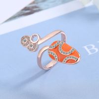 Lady Geometric Copper Plating Inlay Zircon White Gold Plated Rings sku image 4