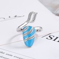 Lady Geometric Copper Plating Inlay Zircon White Gold Plated Rings sku image 7
