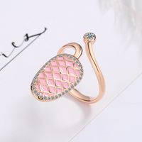 Lady Geometric Copper Plating Inlay Zircon White Gold Plated Rings sku image 10