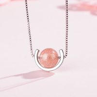 Simple Style Round Copper Plating Inlay Crystal White Gold Plated Pendant Necklace main image 1