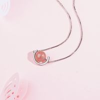 Simple Style Round Copper Plating Inlay Crystal White Gold Plated Pendant Necklace main image 3