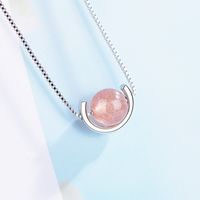 Simple Style Round Copper Plating Inlay Crystal White Gold Plated Pendant Necklace main image 4