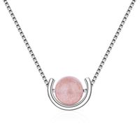 Simple Style Round Copper Plating Inlay Crystal White Gold Plated Pendant Necklace main image 5