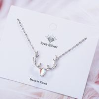 Simple Style Elk Copper Plating Inlay Moonstone White Gold Plated Necklace main image 1