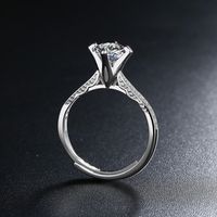 Sweet Solid Color Copper Plating Inlay Zircon White Gold Plated Open Rings main image 5