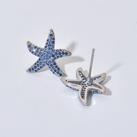 1 Pair Sweet Starfish Plating Inlay Copper Zircon White Gold Plated Ear Studs main image 6