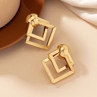 1 Pair Simple Style Korean Style Quadrilateral Plating Alloy Drop Earrings main image 3