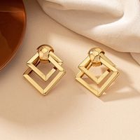 1 Pair Simple Style Korean Style Quadrilateral Plating Alloy Drop Earrings main image 4