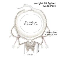 Wholesale Jewelry Simple Style Round Butterfly Imitation Pearl Alloy Iron Rhinestones Inlay Pendant Necklace main image 2