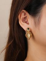 1 Pair Simple Style Skull Inlay Copper Zircon 18k Gold Plated Drop Earrings main image 4