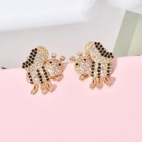 1 Pair Cute Bee Plating Inlay Copper Zircon 18k Gold Plated Ear Studs main image 6