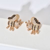 1 Pair Cute Bee Plating Inlay Copper Zircon 18k Gold Plated Ear Studs main image 4