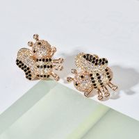1 Pair Cute Bee Plating Inlay Copper Zircon 18k Gold Plated Ear Studs main image 3