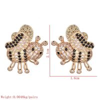 1 Pair Cute Bee Plating Inlay Copper Zircon 18k Gold Plated Ear Studs sku image 1