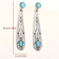 1 Pair Simple Style Classic Style Color Block Inlay Alloy Turquoise Gold Plated Drop Earrings main image 2