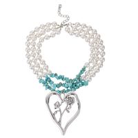 Simple Style Commute Heart Shape Imitation Pearl Alloy Turquoise Knitting Women's Three Layer Necklace sku image 6