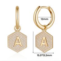 1 Pair Elegant Classic Style Hexagon Letter Inlay Copper Zircon Drop Earrings main image 2