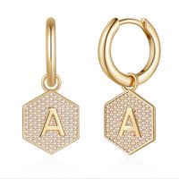 1 Paire Élégant Style Classique Hexagone Lettre Incruster Le Cuivre Zircon Boucles D'oreilles main image 5