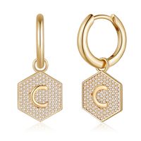 1 Pair Elegant Classic Style Hexagon Letter Inlay Copper Zircon Drop Earrings main image 4
