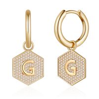 1 Pair Elegant Classic Style Hexagon Letter Inlay Copper Zircon Drop Earrings sku image 7