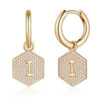 1 Pair Elegant Classic Style Hexagon Letter Inlay Copper Zircon Drop Earrings sku image 9
