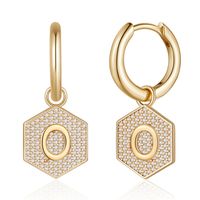 1 Pair Elegant Classic Style Hexagon Letter Inlay Copper Zircon Drop Earrings sku image 15