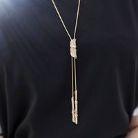 Simple Style Solid Color Alloy Glass Copper Inlay Artificial Rhinestones Women's Sweater Chain main image 3