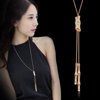Simple Style Solid Color Alloy Glass Copper Inlay Artificial Rhinestones Women's Sweater Chain sku image 2