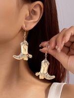 1 Pair Simple Style Color Block Inlay Alloy Rhinestones 14K Gold Plated Drop Earrings main image 1