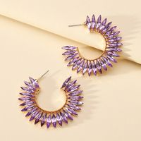 1 Pair Elegant Retro C Shape Inlay Zinc Alloy Rhinestones Ear Studs main image 10