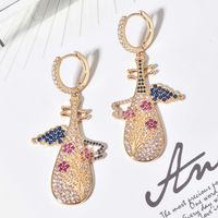 1 Pair Retro Romantic Color Block Plating Inlay Copper Zircon 18k Gold Plated 24k Gold Plated Drop Earrings main image 3