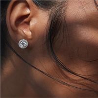 1 Pair Simple Style Round Plating Inlay Copper Zircon Rhodium Plated Ear Studs main image 4