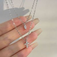 Simple Style Solid Color Alloy Plating Inlay Zircon Silver Plated Women's Layered Necklaces main image 6