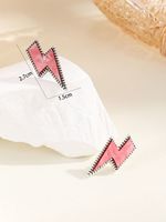 1 Pair Simple Style Classic Style Lightning Inlay Copper Acrylic Ear Studs main image 2