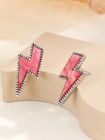 1 Pair Simple Style Classic Style Lightning Inlay Copper Acrylic Ear Studs main image 1