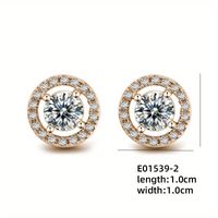 1 Pair Simple Style Round Plating Inlay Copper Zircon Rhodium Plated Ear Studs sku image 2