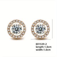 1 Paire Style Simple Rond Placage Incruster Le Cuivre Zircon Plaqué Rhodium Boucles D'Oreilles sku image 2