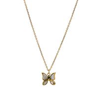 304 Stainless Steel 18K Gold Plated Romantic Classic Style Plating Inlay Butterfly Shell Pendant Necklace main image 7