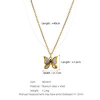 304 Stainless Steel 18K Gold Plated Romantic Classic Style Plating Inlay Butterfly Shell Pendant Necklace main image 2