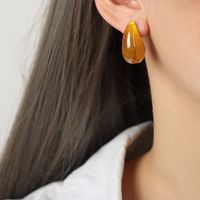 1 Pair Simple Style Water Droplets Plating Resin Titanium Steel 18k Gold Plated Ear Studs sku image 1