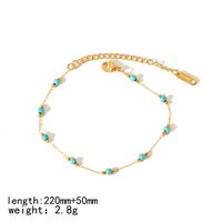 304 Stainless Steel 18K Gold Plated Simple Style Classic Style Polishing Plating Inlay Round Natural Stone Bracelets Anklet Necklace main image 6
