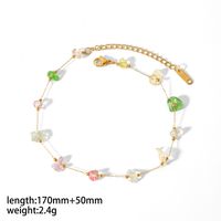 304 Stainless Steel 18K Gold Plated Simple Style Classic Style Polishing Plating Inlay Round Natural Stone Bracelets Anklet Necklace main image 3