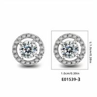 1 Pair Simple Style Round Plating Inlay Copper Zircon Rhodium Plated Ear Studs sku image 3