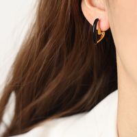 1 Paar Lässig Einfacher Stil Pendeln Tasche Quadrat Herzform Emaille Überzug Titan Stahl 18 Karat Vergoldet Ohrringe sku image 15