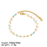 304 Stainless Steel 18K Gold Plated Simple Style Classic Style Polishing Plating Inlay Round Natural Stone Bracelets Anklet Necklace sku image 5