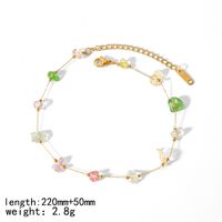 304 Stainless Steel 18K Gold Plated Simple Style Classic Style Polishing Plating Inlay Round Natural Stone Bracelets Anklet Necklace sku image 6