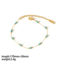 304 Stainless Steel 18K Gold Plated Simple Style Classic Style Polishing Plating Inlay Round Natural Stone Bracelets Anklet Necklace sku image 1
