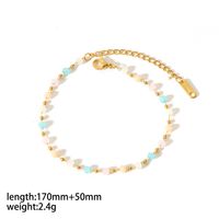 304 Stainless Steel 18K Gold Plated Simple Style Classic Style Polishing Plating Inlay Round Natural Stone Bracelets Anklet Necklace sku image 2