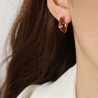 1 Paar Lässig Einfacher Stil Pendeln Tasche Quadrat Herzform Emaille Überzug Titan Stahl 18 Karat Vergoldet Ohrringe sku image 12